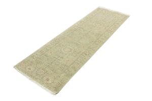 Muted Light Green Floral Transitional 2'6X7'10 Oriental Runner Rug