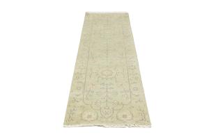 Muted Light Green Floral Transitional 2'6X7'10 Oriental Runner Rug