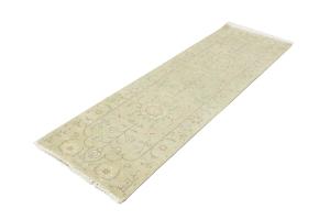 Muted Light Green Floral Transitional 2'6X7'10 Oriental Runner Rug