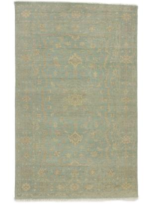 Muted Teal Floral 5X8 Transitional Oriental Rug