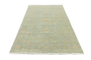 Muted Teal Floral 5X8 Transitional Oriental Rug