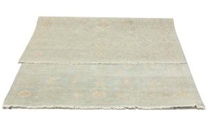 Muted Teal Floral 5X8 Transitional Oriental Rug