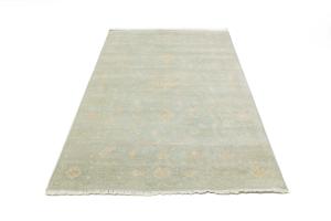 Muted Teal Floral 5X8 Transitional Oriental Rug