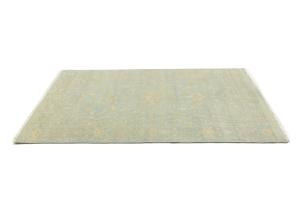 Muted Teal Floral 5X8 Transitional Oriental Rug