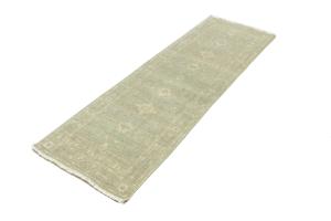 Muted Teal Floral Transitional 3X8 Oriental Runner Rug