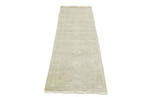 Muted Teal Floral Transitional 3X8 Oriental Runner Rug