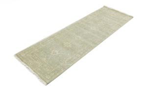 Muted Teal Floral Transitional 3X8 Oriental Runner Rug