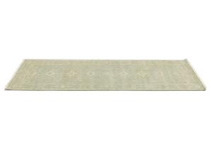 Muted Teal Floral Transitional 3X8 Oriental Runner Rug