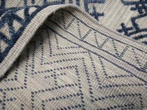 Blue & Cream Geometric 9X12 Modern Oriental Rug
