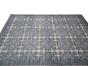 Blue & Cream Geometric 9X12 Modern Oriental Rug