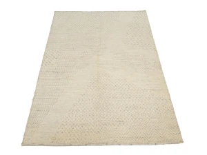 Cream Abstract 4X6 Modern Oriental Rug