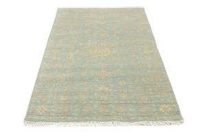 Muted Teal Floral 4x6 Transitional Oriental Area Rug