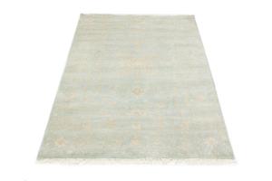 Muted Teal Floral 4x6 Transitional Oriental Area Rug