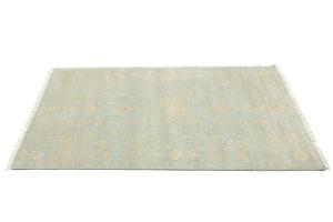 Muted Teal Floral 4x6 Transitional Oriental Area Rug
