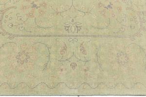 Muted Light Green Floral 8X8 Transitional Oriental Square Rug