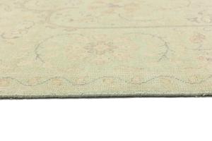 Muted Light Green Floral 8X8 Transitional Oriental Square Rug