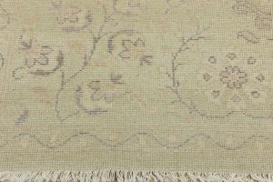 Muted Light Green Floral 8X8 Transitional Oriental Square Rug