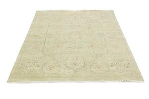 Muted Light Green Floral 8X8 Transitional Oriental Square Rug