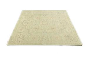 Muted Light Green Floral 8X8 Transitional Oriental Square Rug