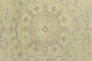 Muted Light Green Floral 8X8 Transitional Oriental Square Rug