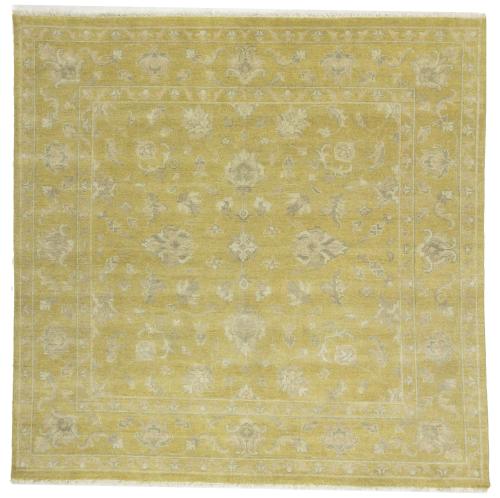 Golden Yellow Floral 8x8 Chobi Oriental Square Rug