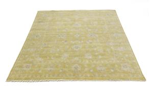 Golden Yellow Floral 8x8 Chobi Oriental Square Rug