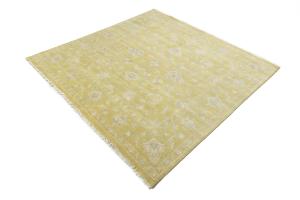Golden Yellow Floral 8x8 Chobi Oriental Square Rug