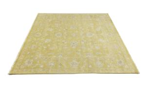 Golden Yellow Floral 8x8 Chobi Oriental Square Rug
