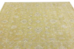 Golden Yellow Floral 8x8 Chobi Oriental Square Rug