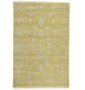 Muted Golden Yellow Floral 4x6 Transitional Oriental Area Rug