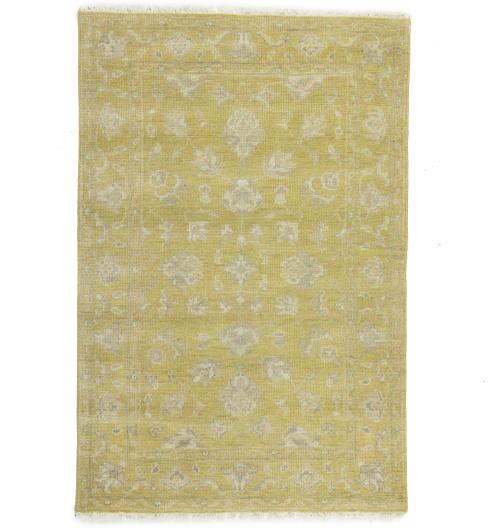 Muted Golden Yellow Floral 4x6 Transitional Oriental Area Rug