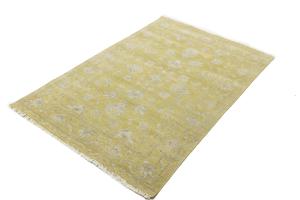 Muted Golden Yellow Floral 4x6 Transitional Oriental Area Rug