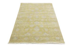 Muted Golden Yellow Floral 4x6 Transitional Oriental Area Rug
