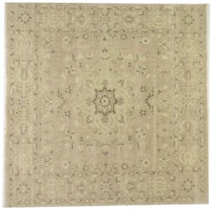 Muted Pinkish Beige Floral 8X8 Transitional Oriental Square Rug