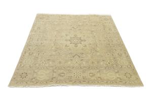 Muted Pinkish Beige Floral 8X8 Transitional Oriental Square Rug
