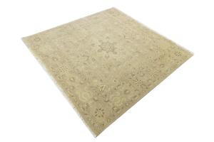 Muted Pinkish Beige Floral 8X8 Transitional Oriental Square Rug