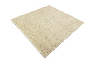 Muted Pinkish Beige Floral 8X8 Transitional Oriental Square Rug