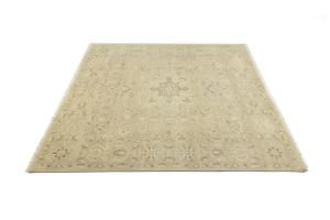 Muted Pinkish Beige Floral 8X8 Transitional Oriental Square Rug