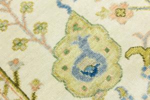 Ivory Floral 8x8 Traditional Chobi Oriental Round Rug