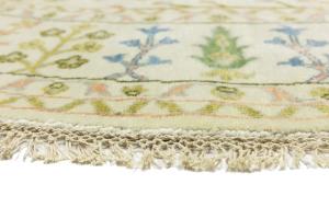 Ivory Floral 8x8 Traditional Chobi Oriental Round Rug