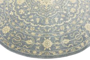 Muted Gray Floral 6X6 Transitional Oriental Round Rug