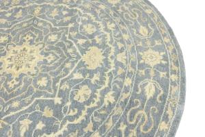 Muted Gray Floral 6X6 Transitional Oriental Round Rug