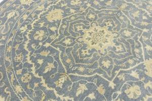 Muted Gray Floral 6X6 Transitional Oriental Round Rug
