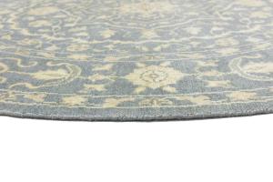 Muted Gray Floral 6X6 Transitional Oriental Round Rug