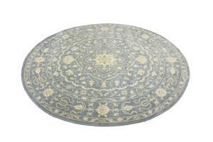 Muted Gray Floral 6X6 Transitional Oriental Round Rug
