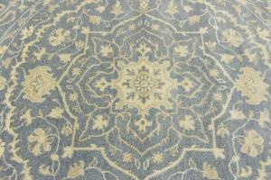 Muted Gray Floral 6X6 Transitional Oriental Round Rug