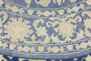 Muted Slate Blue Floral 8x8 Transitional Oriental Round Rug