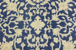Muted Slate Blue Floral 8x8 Transitional Oriental Round Rug