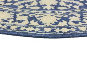 Muted Slate Blue Floral 8x8 Transitional Oriental Round Rug