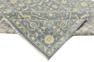 Muted Gray Floral 8X8 Transitional Oriental Square Rug